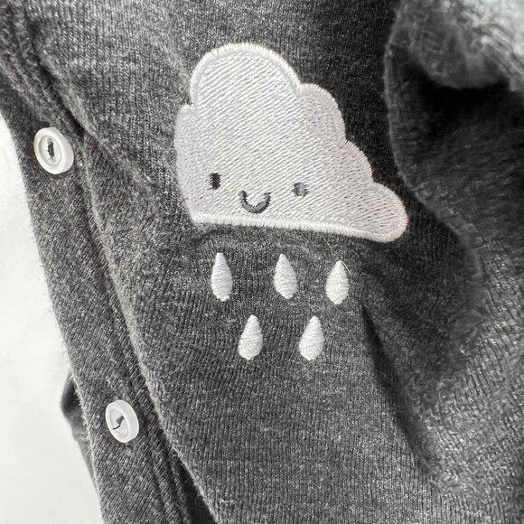 Whistle And Flute Gray Kids Cardigan Embroidered Raincloud V-Neck Size 4 - Picture 2 of 5